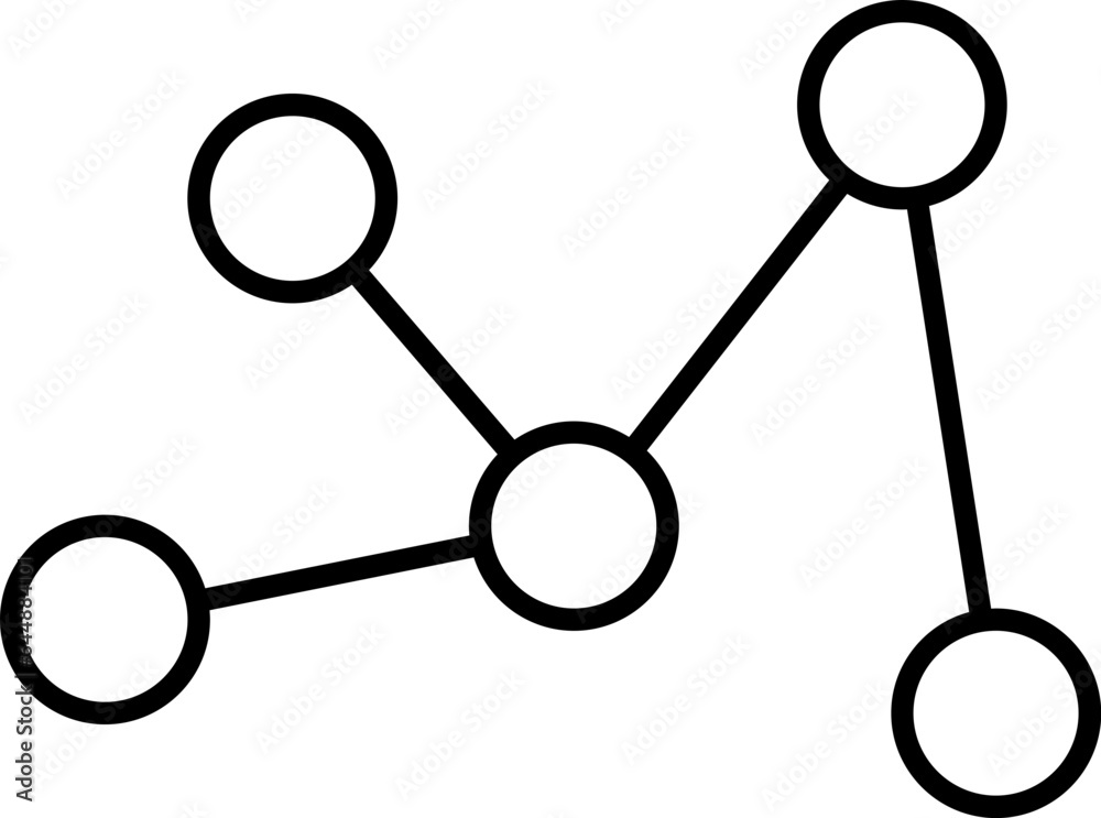 Five Point Hierarchical Diagram Black Outline Icon.