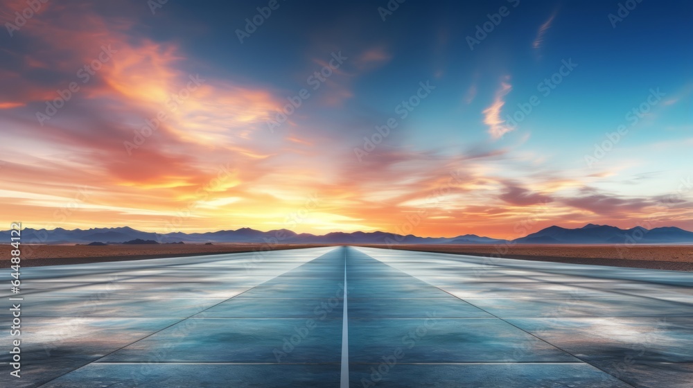 Photo of an abandoned runway in the vast desert landscape
