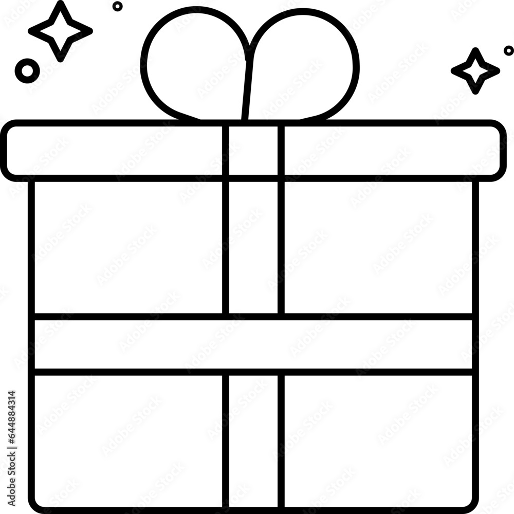 Isolated Gift Box Icon In Line Art. Isolated Gift Box Icon In Line Art.
