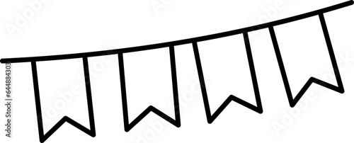 Pennant Flag Garland Decoration Icon In Linear Style.
