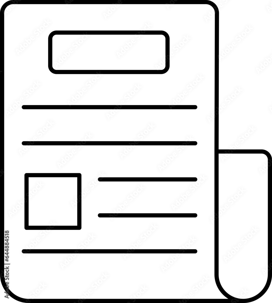 Black Stroke Style Scroll Newspaper Icon. Black Stroke Style Scroll Newspaper Icon.