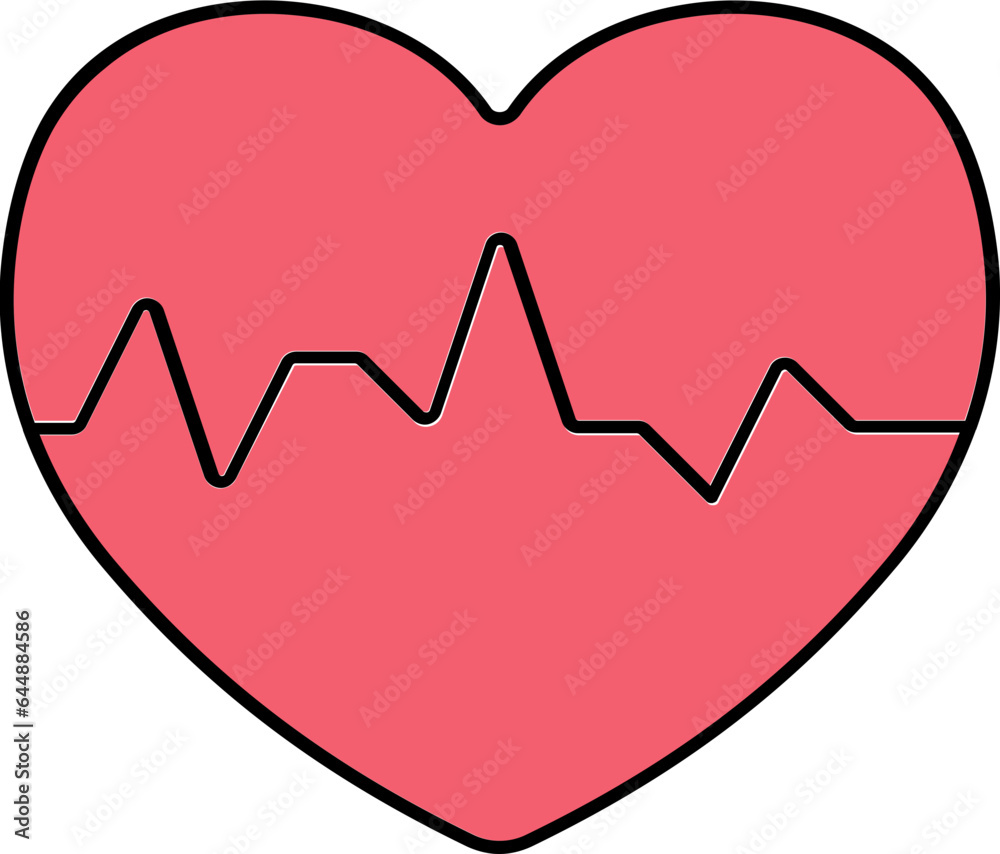 Red Heartbeat Icon Or Symbol In Flat Style. Red Heartbeat Icon Or Symbol In Flat Style.