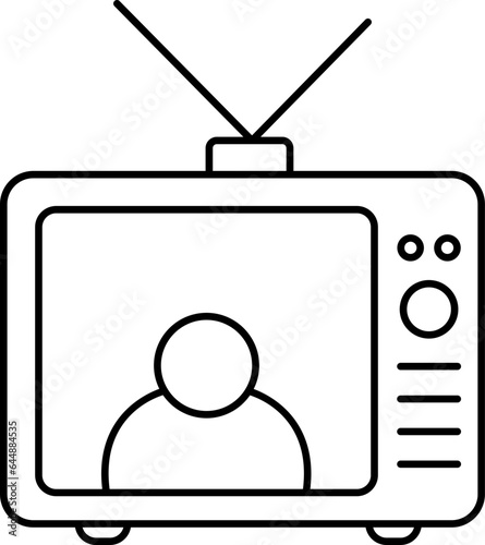 Thin Line Art Of Television News Icon.