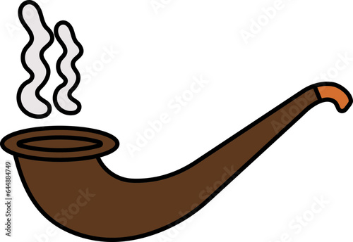 Smoking Pipe Icon In Brown Color.