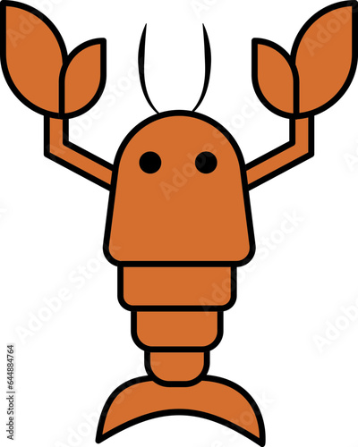 Isolated Lobster Animal Icon In Orange Color.