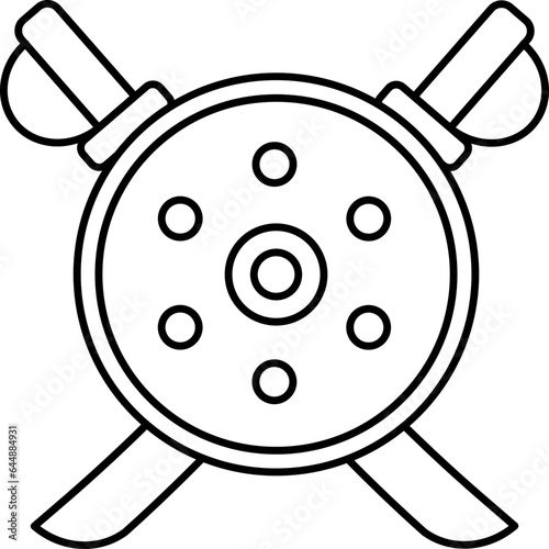 Isolated Shield Symbol Icon In Thin Line Art.