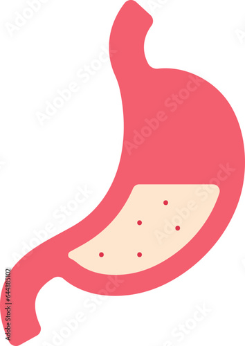 Red Illustration Of Stomach Structure Icon.