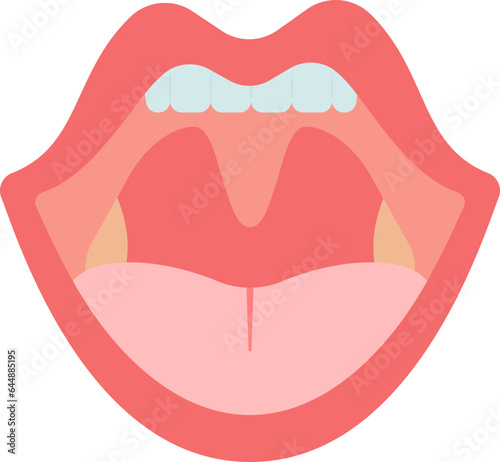 Human Mouth Internal Structure Icon In Red Color.