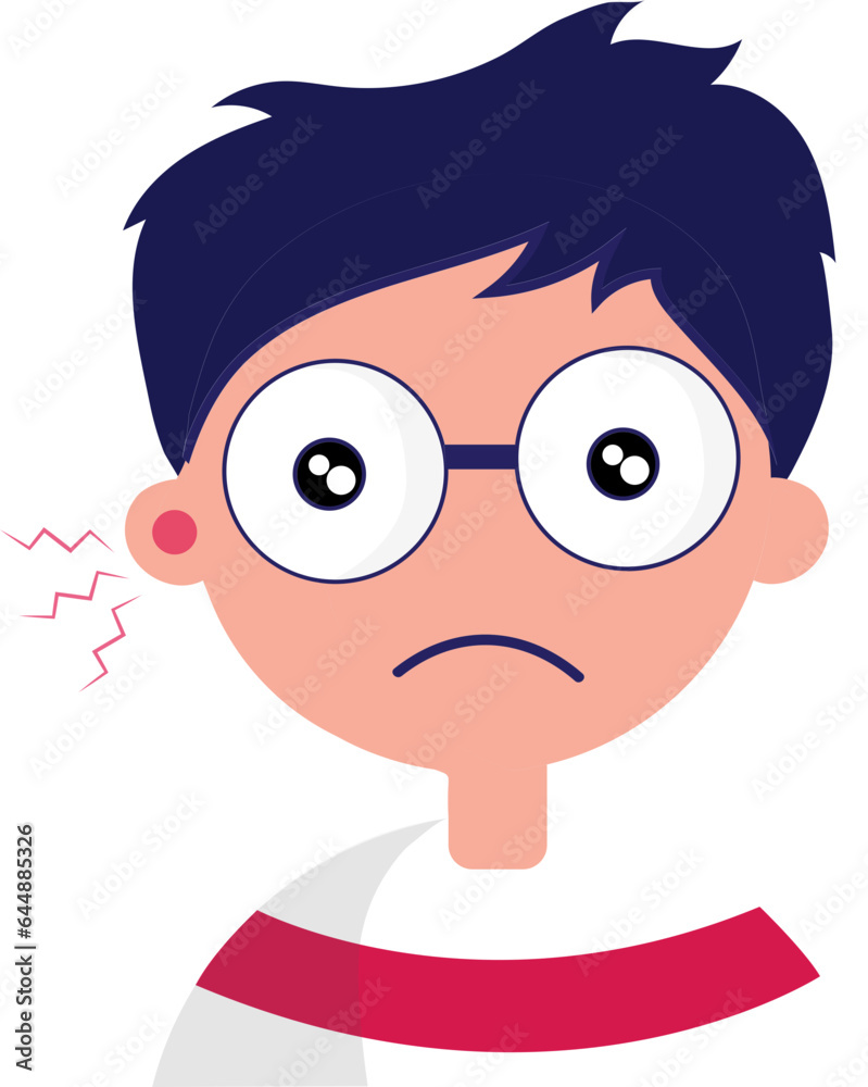Illustration Of Boy Suffering Earache Or Ear Pain Icon. Illustration Of Boy Suffering Earache Or Ear Pain Icon.