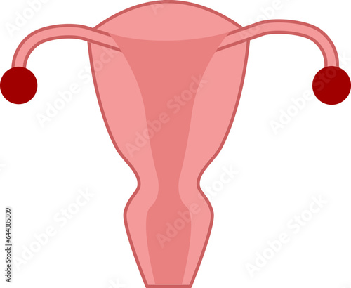 Red Cervix Icon In Flat Style.