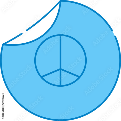 Curve Peace Symbol Sticker Icon In Blue And White Color.