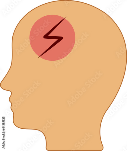 Illustration of Headache Icon In Peach And Red Color.