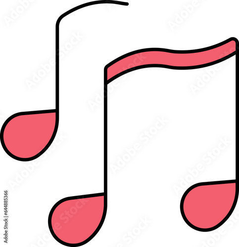 Red Musical Note Of Quaver And Treble Icon.