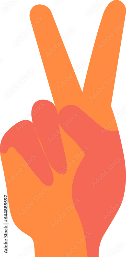 Isolated Orange Hand Peace Symbol Hand Stroke Icon. Isolated Orange Hand Peace Symbol Hand Stroke Icon.