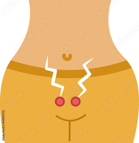 Pelvic Pain Icon Or Symbol In Yellow Color.