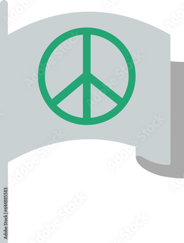 Waving Peace Flag Icon In Green And Grey Color.