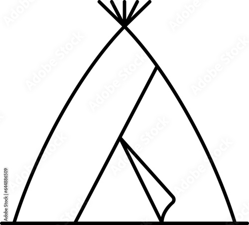 Tipi House Icon In Black Line Art.