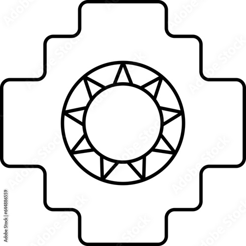 Inca Cross Icon Or Symbol In Line Art. photo