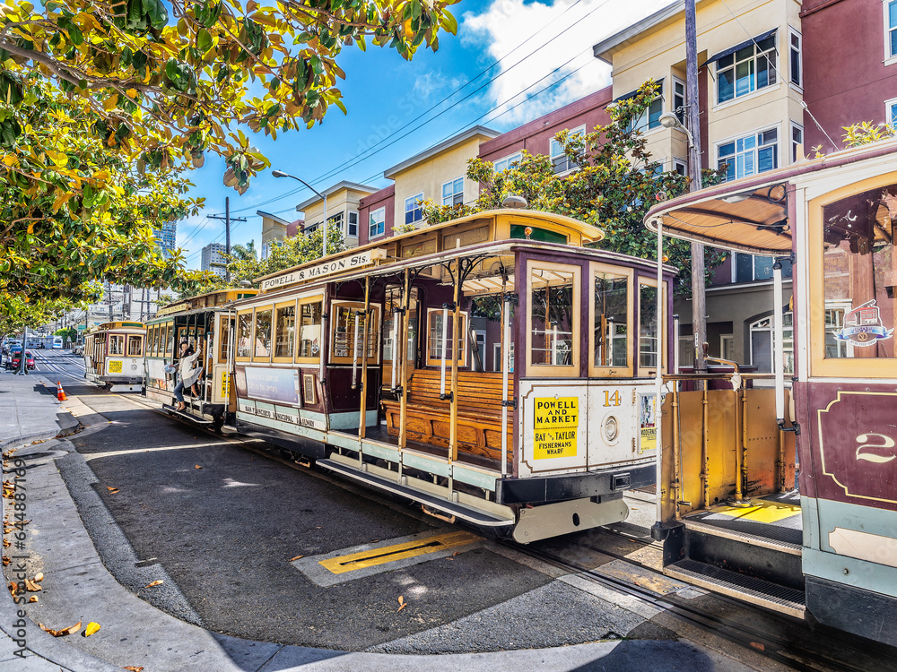 Fototapeta premium Public cable trams in San Francisco, California USA