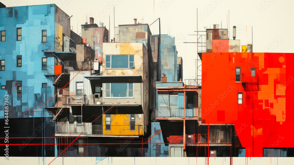 Naklejka premium Buntes Bild einer Stadt. Generiert mit KI