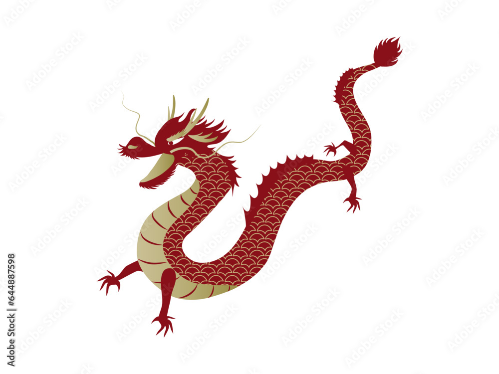 Obraz premium 真っ赤なかっこいい横向きの龍