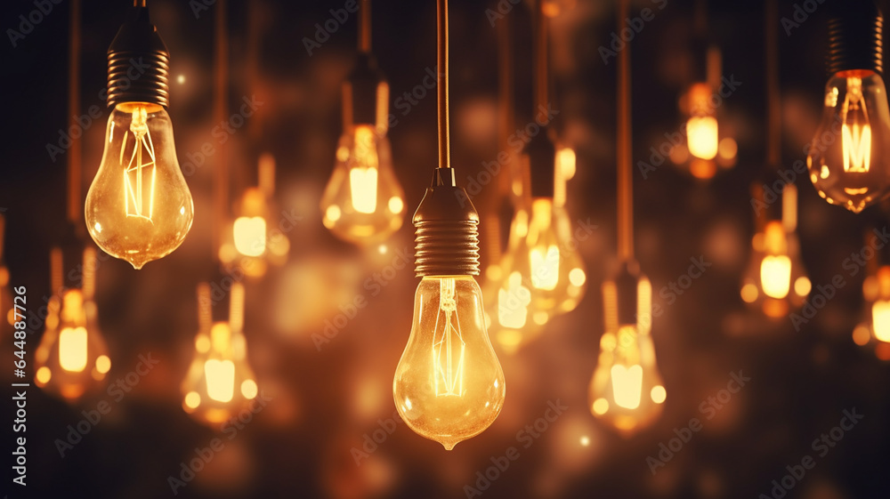 glowing light bulb on dark background