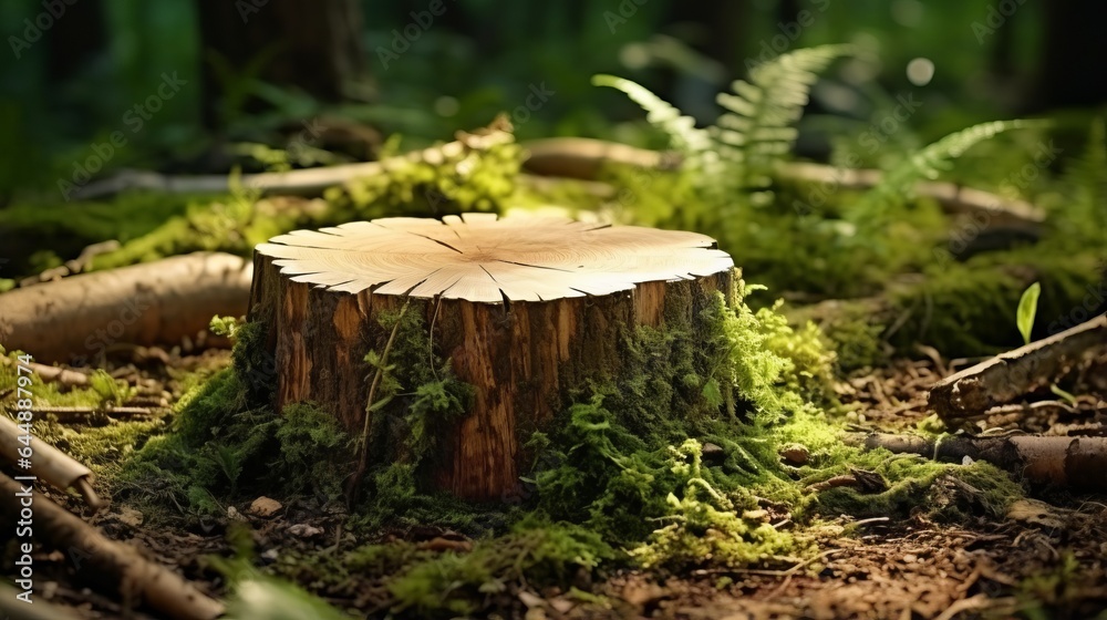 Fototapeta premium Photo of a tree stump in the middle of a forest