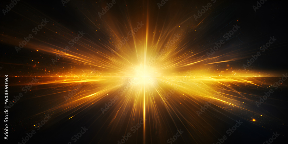Abstract Golden Light Rays Background Shining Sunlight Rays in Golden Hue with dark black background  Ai Generative