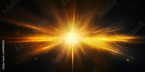 Abstract Golden Light Rays Background Shining Sunlight Rays in Golden Hue with dark black background  Ai Generative