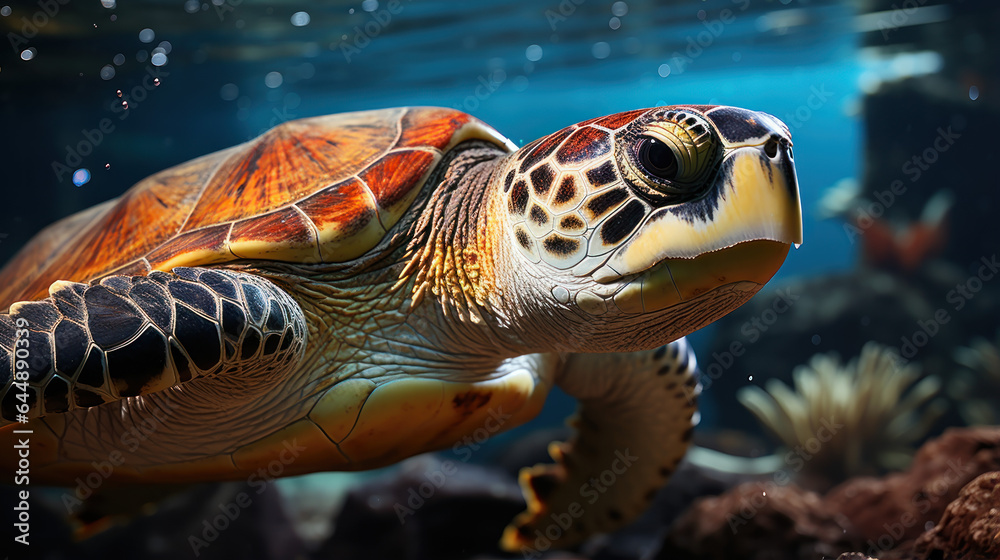Fototapeta premium turtle in coral reef underwater