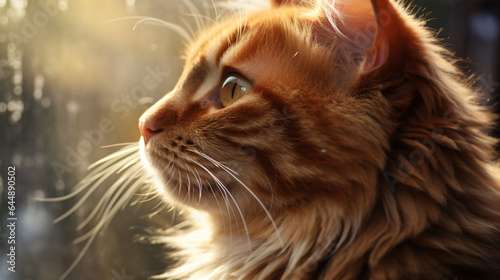 Close up portrait of cute ginger cat.