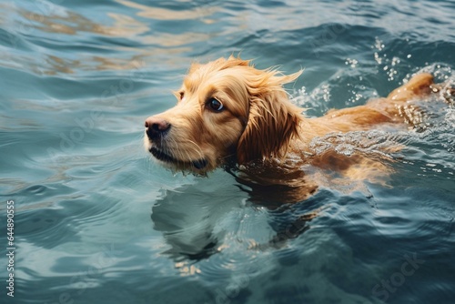 A dog swimming in the ocean. Generative AI