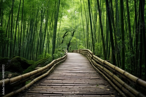 Nature bamboo path. Japan forest art