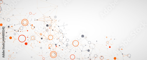 Geometric abstract background with connected line and dots. Futuristic digital background for science and technology.