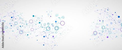 Geometric abstract background with connected line and dots. Futuristic digital background for science and technology.