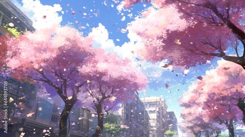 Anime Cherry Blossom Garden in Full Bloom. © ShadowHero