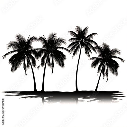 Silhouette of Three Palm Trees - Vector Shadow Art.