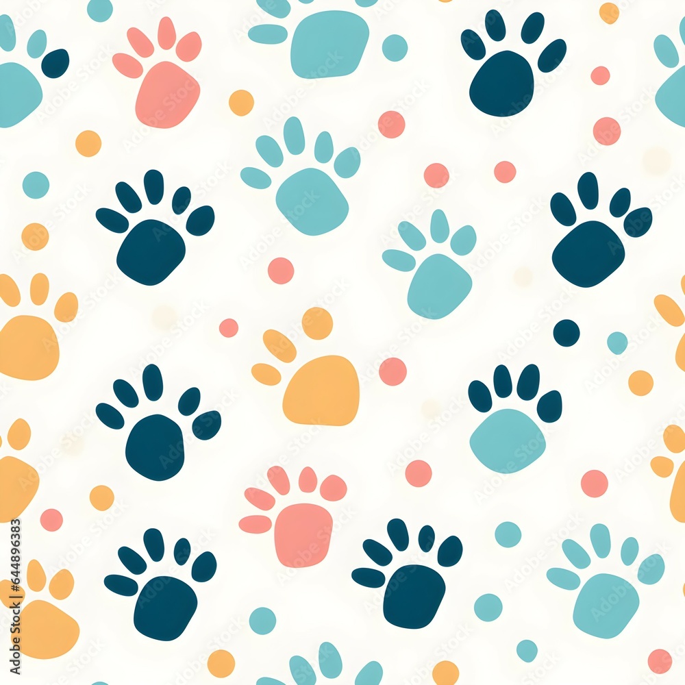 Playful Paws: Colorful Animal Paw Print Pattern Playful Paws: Colorful Animal Paw Print Pattern