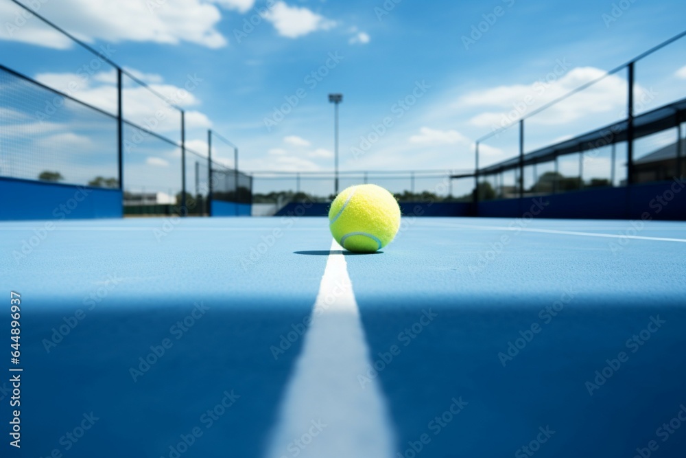 A white line demarcates the boundaries of the paddle tennis court