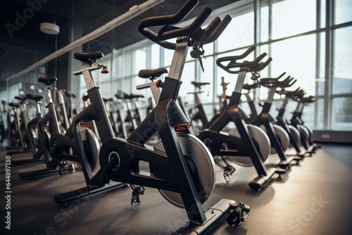 Exercise bikes, a cornerstone of fitness, await users in the bustling fitness center