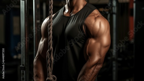 Triceps rope training Athletes dedication shines in the gym routine