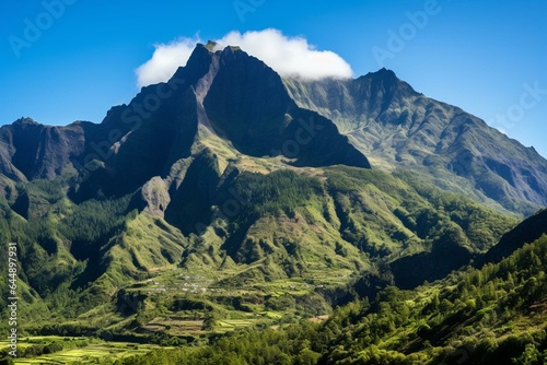 View of Piton des Neiges from Maïdo - Reunion Island. Generative AI © Aiden