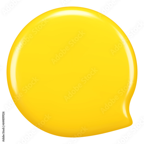 3d round yellow glossy speech bubble