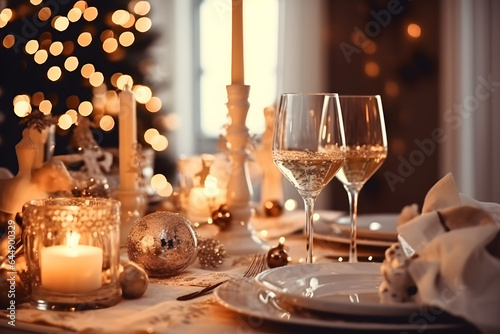 Christmas dinner table setting