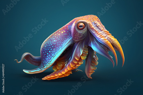 Cute cuttlefish in 3d style Made with Generative AI photo