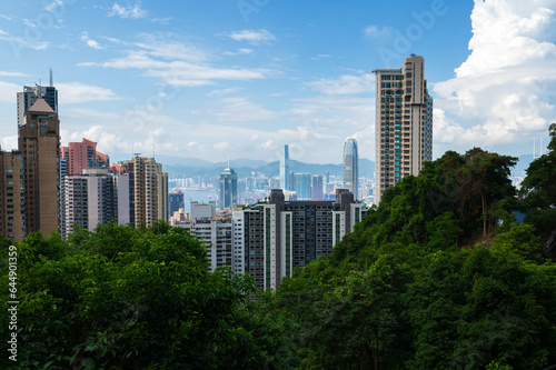 Hong Kong island downtown modern cityscape on a blue sky daytime © creativefamily