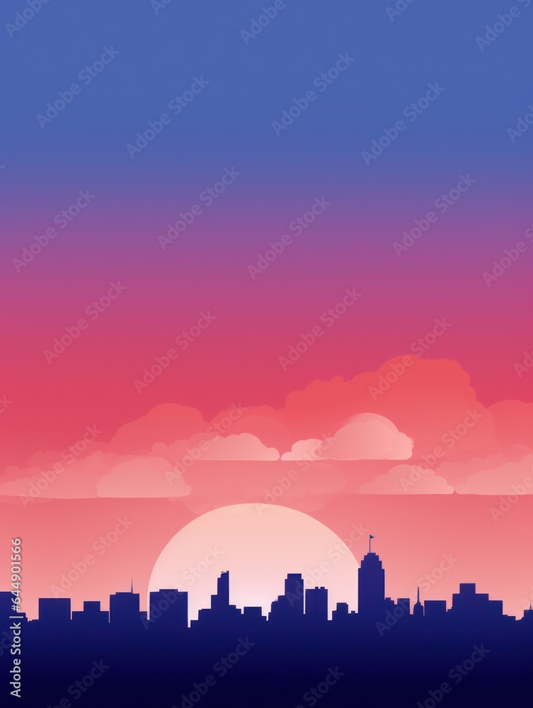 vertical wallpaper. city skyline at sunset.