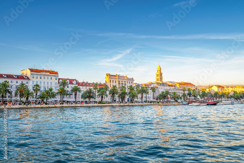 Fototapeta Naklejka Na Ścianę i Meble -  Scenic view of the city of Split in Croatia in warm summer sunset light
