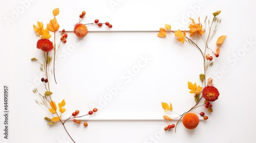 Autumn composition  beautiful yellow and orange floral pattern on a white background