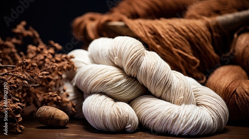 Alpaca wool yarn. Life line concept. A ball of thread.
